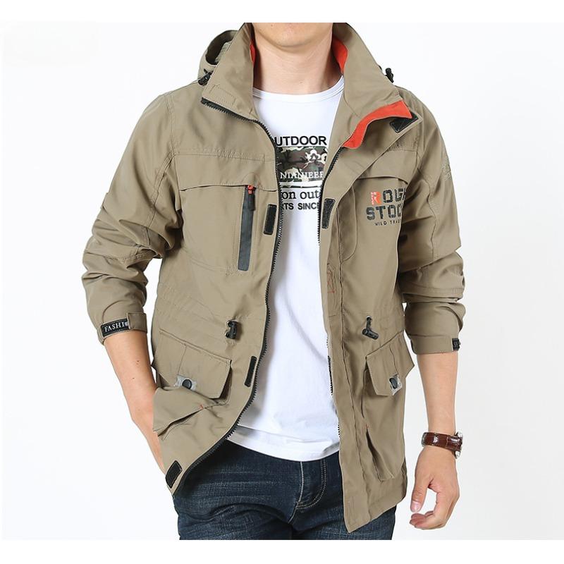 

Мужская повседневная куртка большого размера с несколькими карманами, водонепроницаемая, дышащая, из нейлоновой ткани M