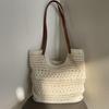 Casual Hollow Out Large Capacity Tote Bag Milk Cott Weave Women Shoulder Bags Handmade Summer Beach Bag Big Bali Shopper Purse