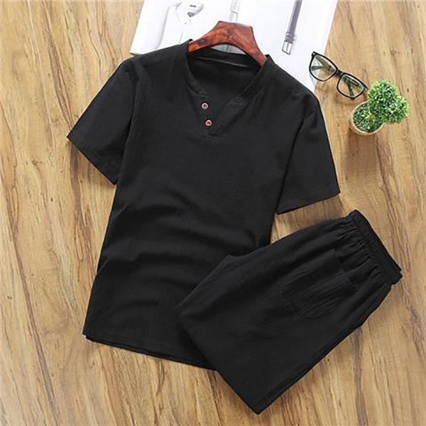 Spring Autumn Linen Suit Men's Long-sleeved Trousers Breathable Men's Casual Summer Cotton Linen Two-piece Suit