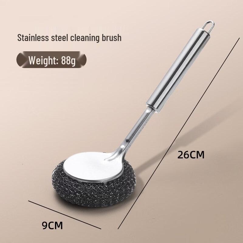 Long Handle Steel Wool Scrubber with Replaceable Heads
