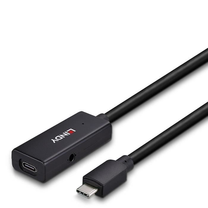 Câble USB - LINDY - 43356 - Rallonge active USB 3.2 - 5m - Noir