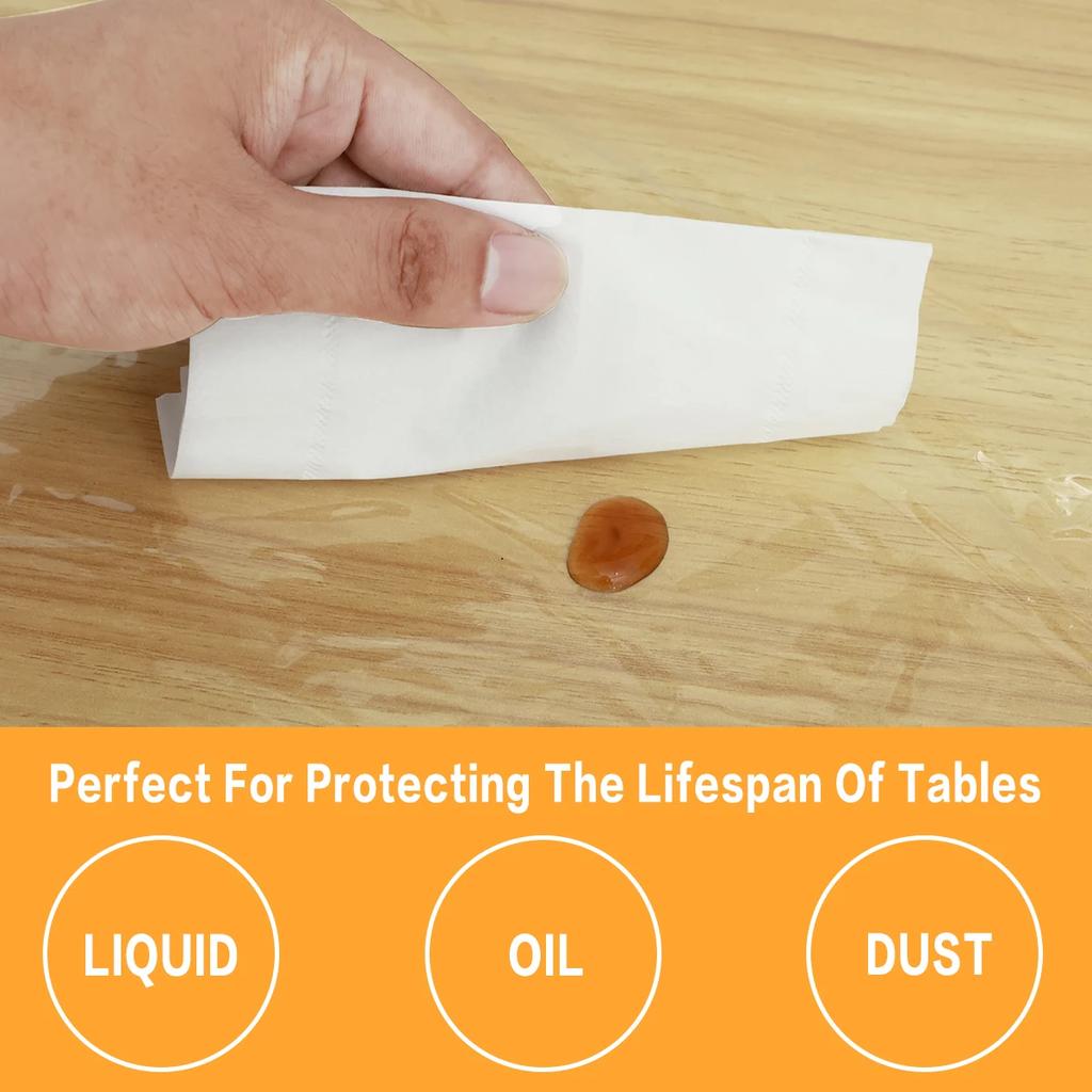 Round Tablecloth Elastic Transparent PVC Waterproof Oil-Proof Table Protector Cover Home Fitted Dinning Table Covers 3 Size