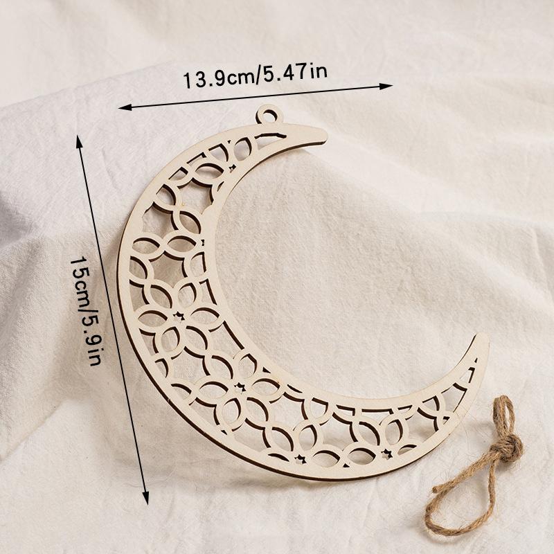 Ramadan Star Moon Hanging Ornament Wooden Ramadan Decorations 2026 Islamic Muslims Party Accessories Eid Ramadan Party Supplies