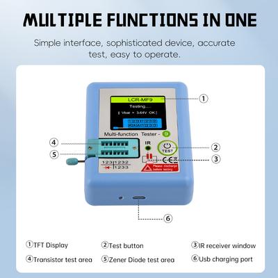 New MF9 Transistor Tester TFT Diode Triode Capacitance Meter LCR ESR Meter NPN PNP MOSFET IR Multifunction Tester Multimeter