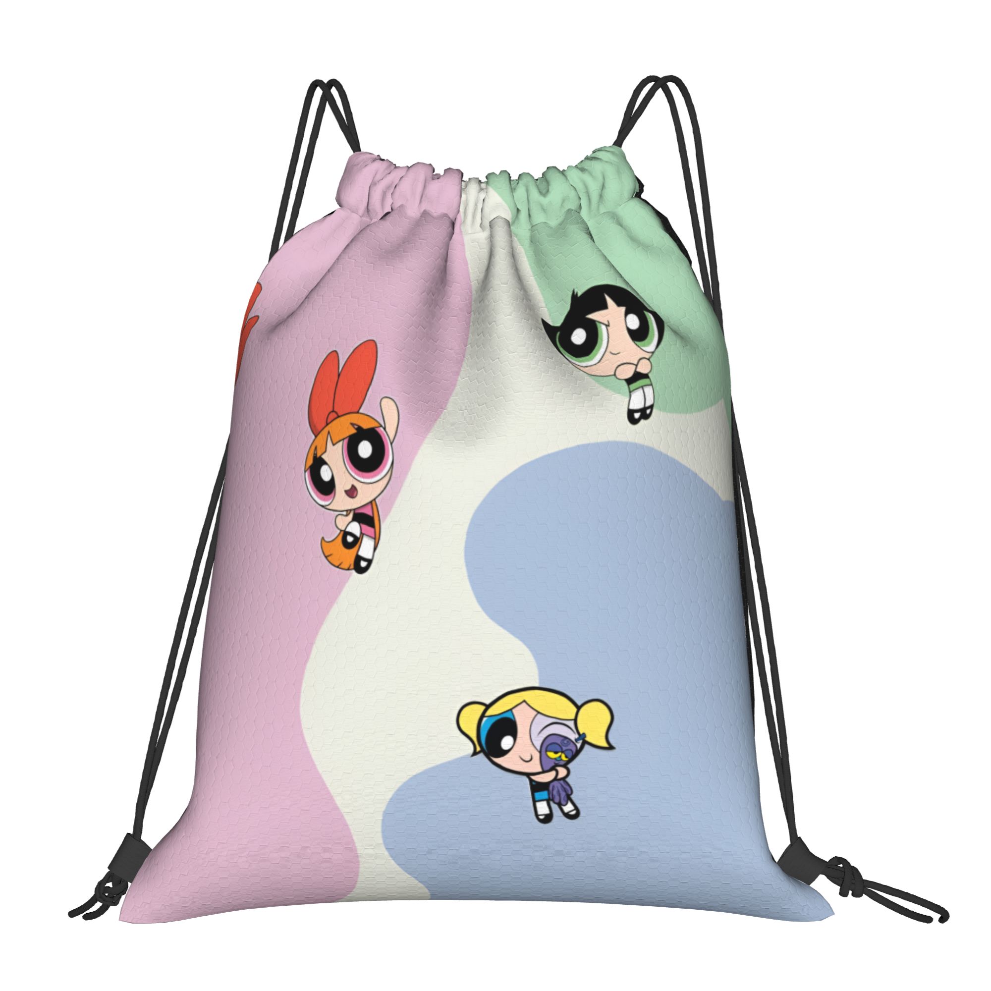 Aangepaste Poweres Anime Puffes Trekkoordtas Dames Heren Draagbare Sport Gym Rugzak Boterbloem Bloesem Konijn Boodschappentassen One Size