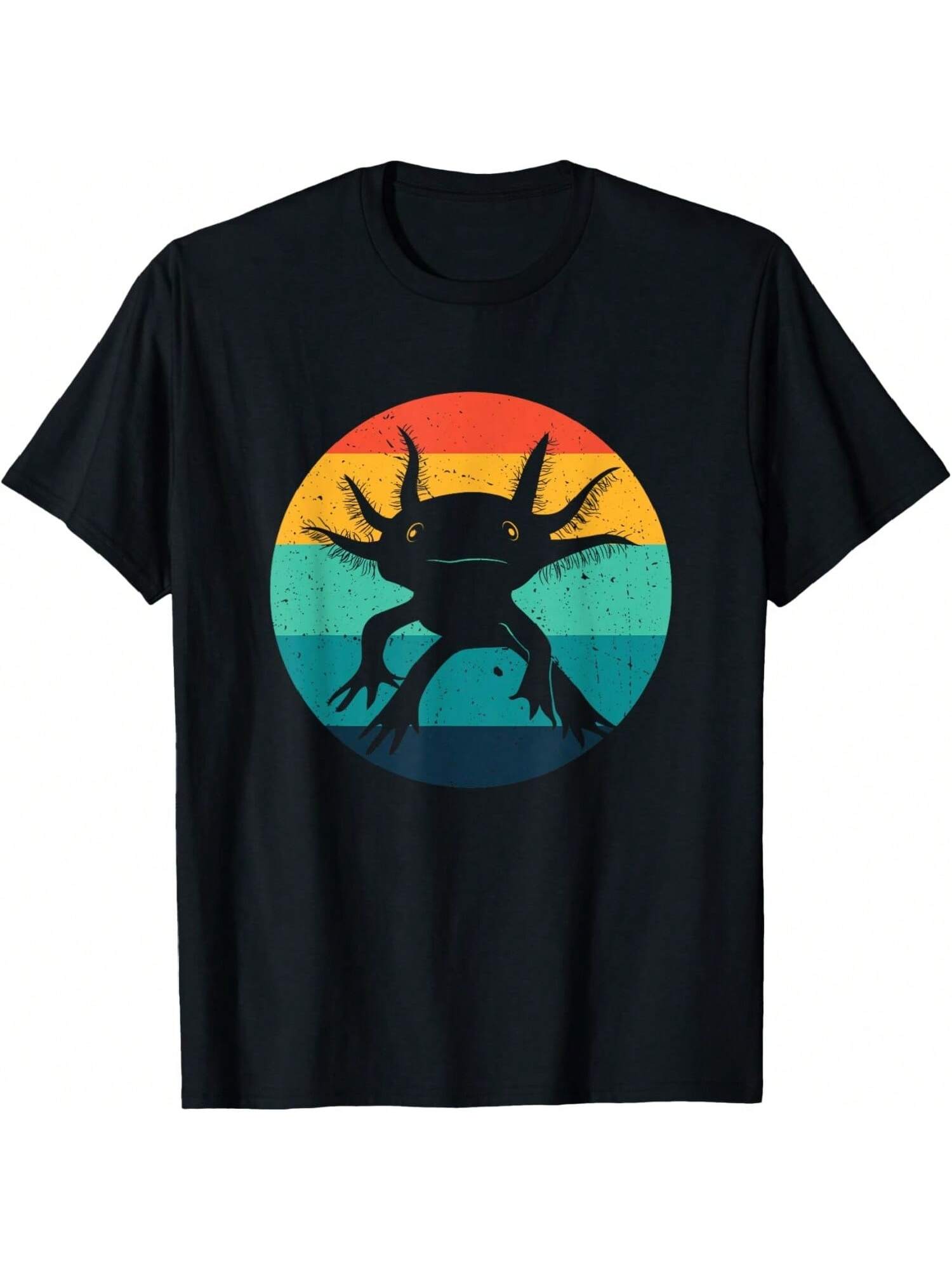 Axolotl Animal Funny Retro Black Unisex Adult T-Shirt S разноцветный