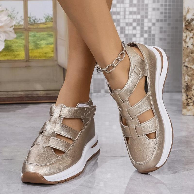Summer new hollow casual sandals women wear versatile and thin muffin thick-soled inner height-increasing women's shoes