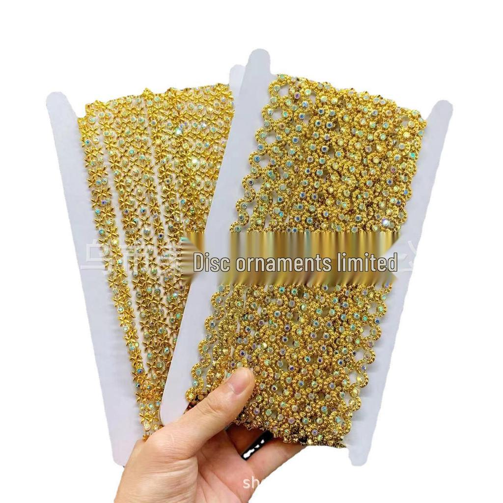 Gold and Silver Rhinestone Trim: Hand-stitched Ethnic Jingpo Miao Lace for DIY Clothing Accessories