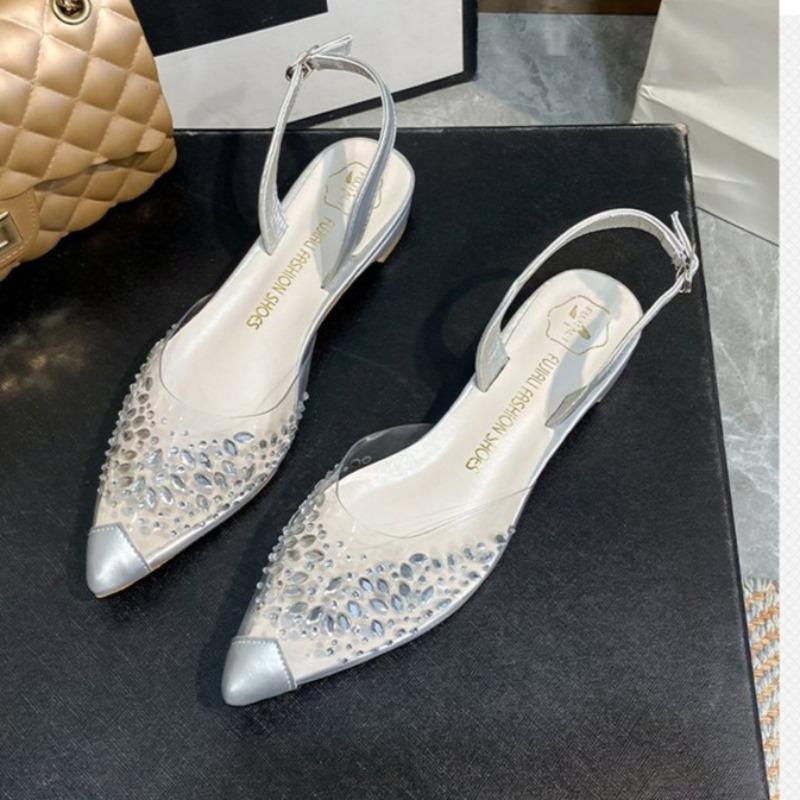 Fashion Hot Selling 2025 New Crystal Rivets Transparent Sandals Women Pointed Toe Summer Wedding Shoes Woman Gladiator Sandalias Mujer