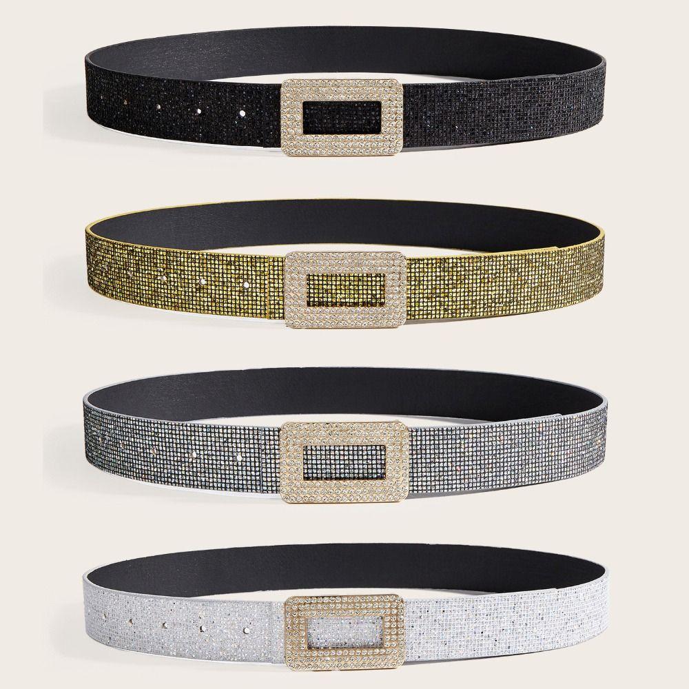 Korean Style PU Leather Wide Waistband Punk Y2K Girl Waistband Adjustable Sequin Belt  Outdoor