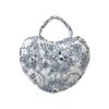 Fashionable Florals Print Heart Cosmetic Case Quilted Construction Spacious Toiletry Bag for Women Girls Travel