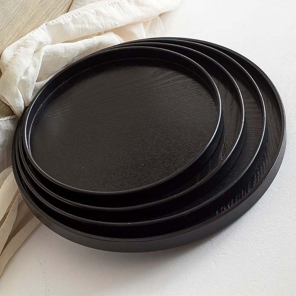 Black Tea Tray Wood Food Plate Household Serving Tray  Hotel