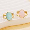 Anello Geometrico con Gemma Stile Palazzo Retrò: Anello in Acciaio Inossidabile con Intarsi di Pietre in Resina Colorata per Donna
