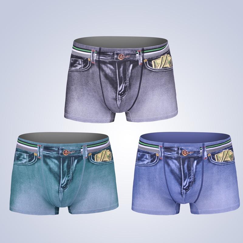 Hochwertige Herren-Baumwollshorts im europäischen und US-Stil Denim-Jeans Unterwäsche für Komfort