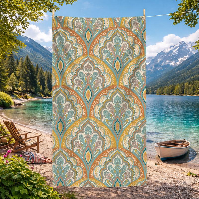 1pz Asciugamano da Spiaggia con Fantasia Boemia, Altamente Assorbente, Asciugatura Rapida, Leggero, Asciugamano da Bagno in Microfibra Ultra Morbido, Asciugamano dalla Texture Morbida.