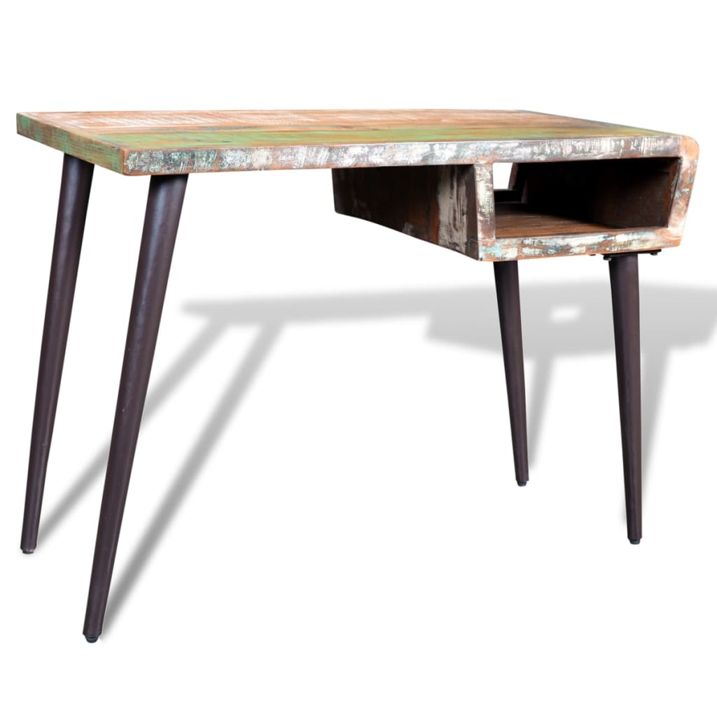 Vidaxl Desk With Iron Legs, Solid Reclaimed Wood