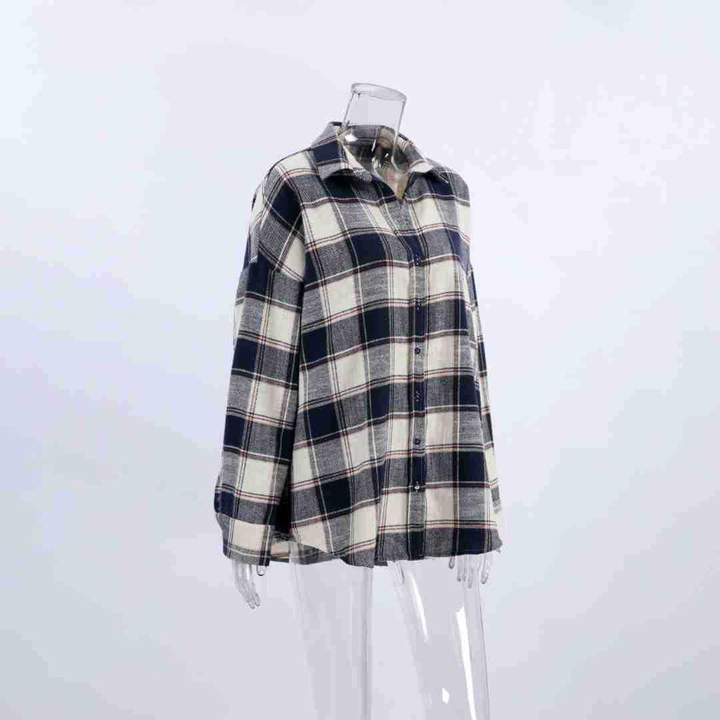 Zimowe modele Kratka Koszula z długim rękawem Luźna swobodna Duża Kratka Koszula Kurtka