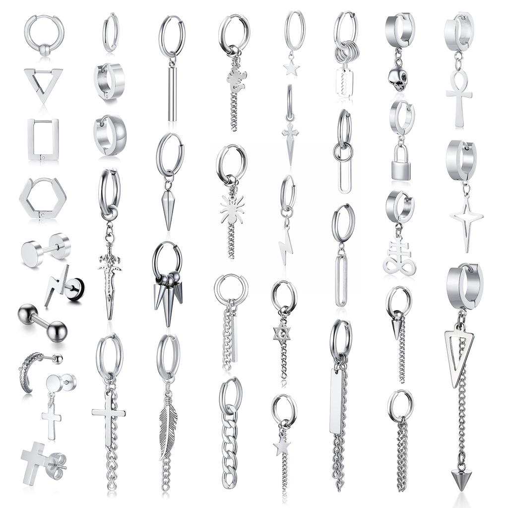 Earring Mens, Multiple Piercing Huggie Hoops Earrings ,Dainty Stainless Steel Single Stud Earing Men Jewelry