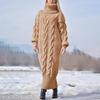 Dzianinowy golf, Modny sweter w jednolitym kolorze, Pulower, Sweter, Ciepły gruby płaszcz, Miękka długa sukienka