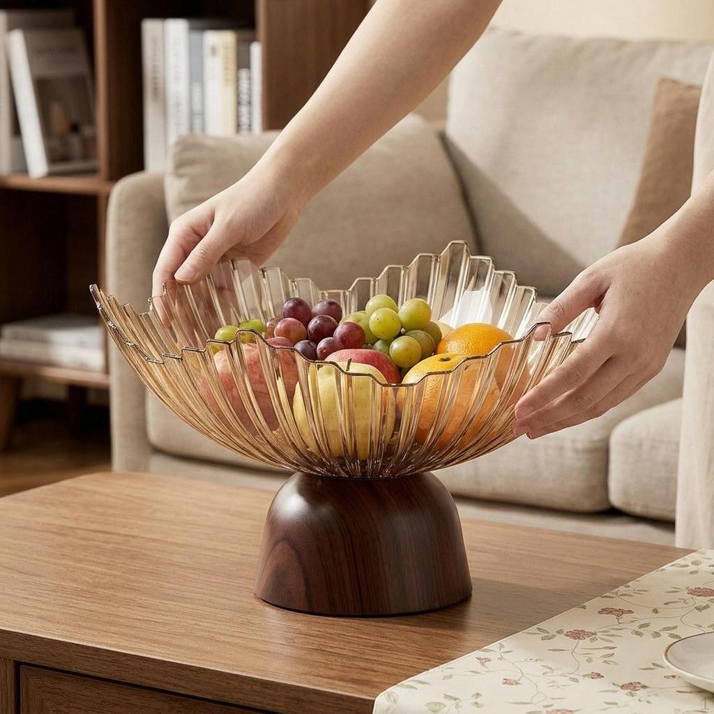 Elegant Fruit Bowl with Pedestal, Snack Storage, Decorative Tray, Serving Tray for Living