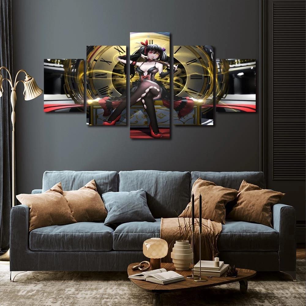 Picture Canvas Print 5 Pcs Anime Characters Painting Date A Live Kurumi Tokisak Poster Frame Modular Living Room Decor Wall Art