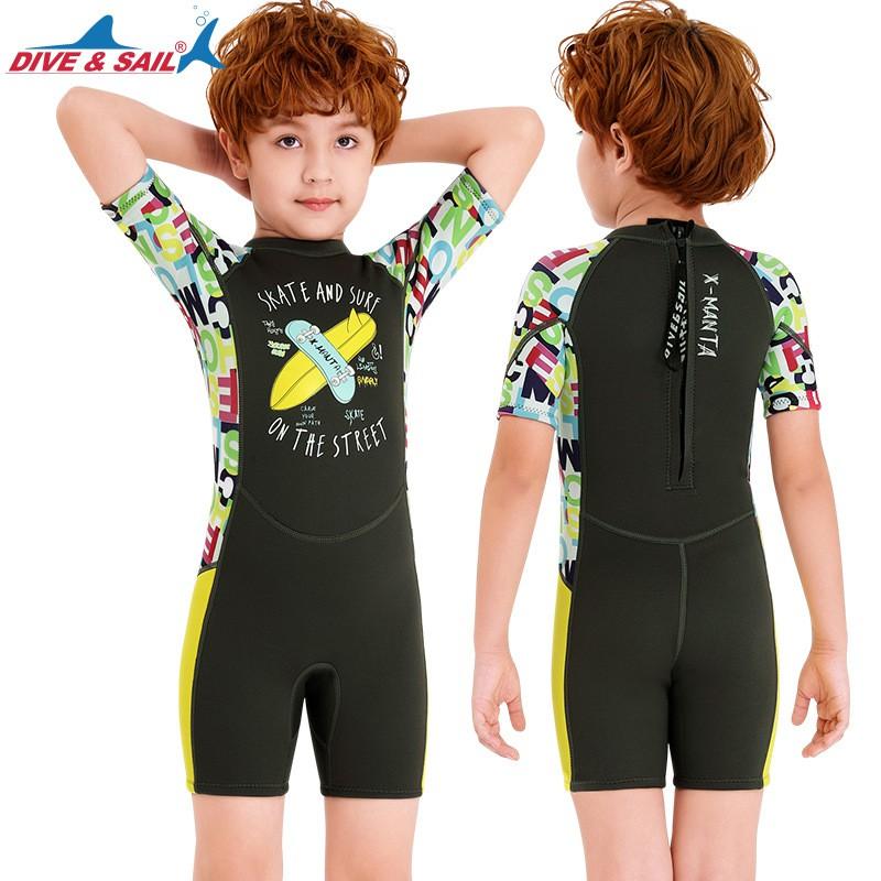 2.5mm Kids Wetsuit Short Sleeve Full Body Thermal Dive Suit Snorkeling Surfing Jellyfish Protection