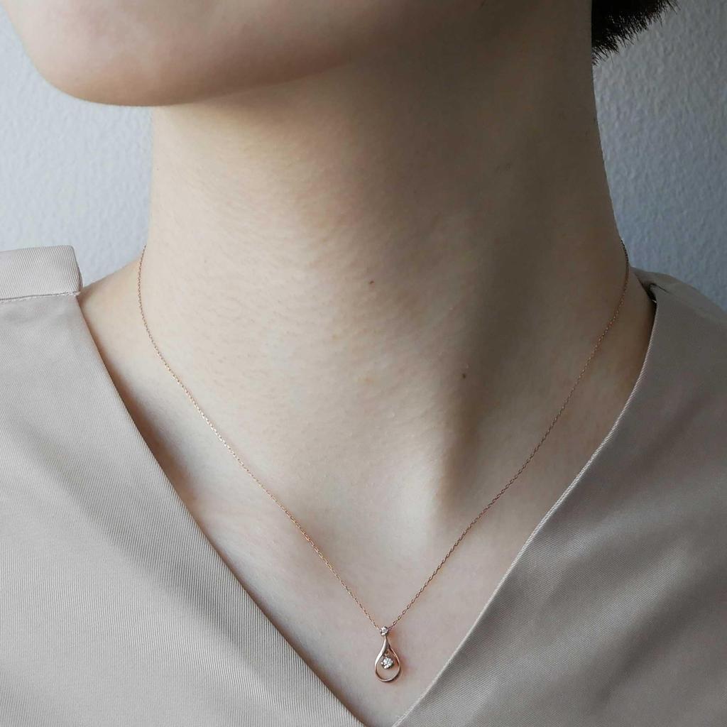 Vendome Aoyama Necklace K10 Pink Gold Diamond Swing Drop AJAN132240DI [Official]