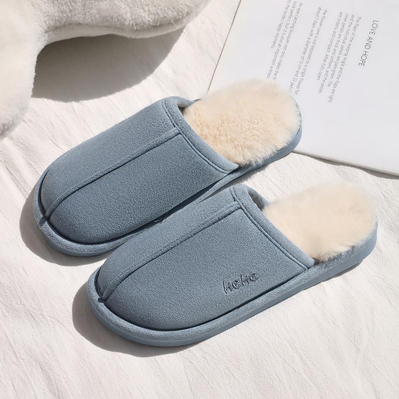 Winter wear non-slip fluffy slippers cotton mop thickened warm indoor cotton slippers