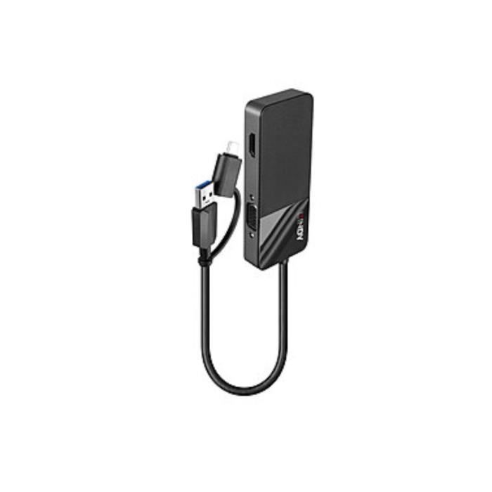 Convertisseur USB 3.0 Type A & C vers HDMI & VGA - LINDY - Noir - Adaptateur - Connecteur USB - Écran externe