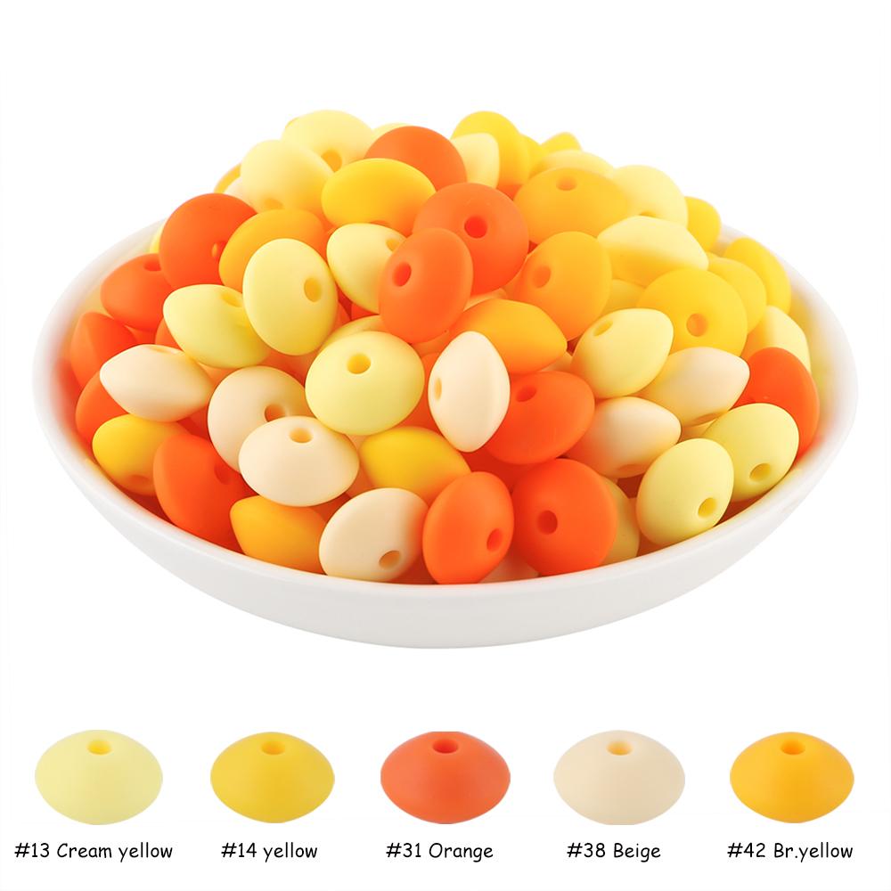 New 50pcs/lot Silicone Lentil Silicone Beads 12mm Jewelry Making Lentil Beads DIY Necklace Bracelets Jewelry Accessories