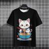 Men's T-Shirt  Japanese Style Cat Graphic 3d Print Women Clothing Fashion Casual Short Sleeve Oversized T Shirt Harajuku Tops