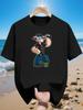 Men's Retro Popeye Sailor Graphic T-Shirt - Vintage Comic Horror Twist Design (Killing Ghosts with Spaghetti)