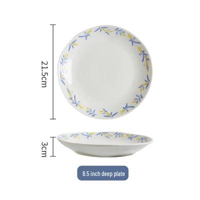 ZISIZ Irregular Blue Rattan Ceramic Underglaze Soup Plate