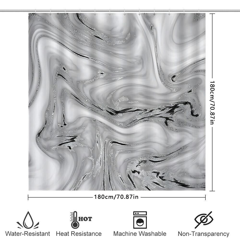 Elegant Gray Marble Texture Shower Curtain Waterproof Anti-Mold Bathroom Curtain Creative Home Decor Elevate Space Easy-Clean
