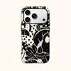 Artistic Graphic Black White Botanic Leaves Hidden Cat Pattern Line Film Aesthetic Protective Shockproof Bumper Cover For iPhone 14 15 16 Pro Max Plus
