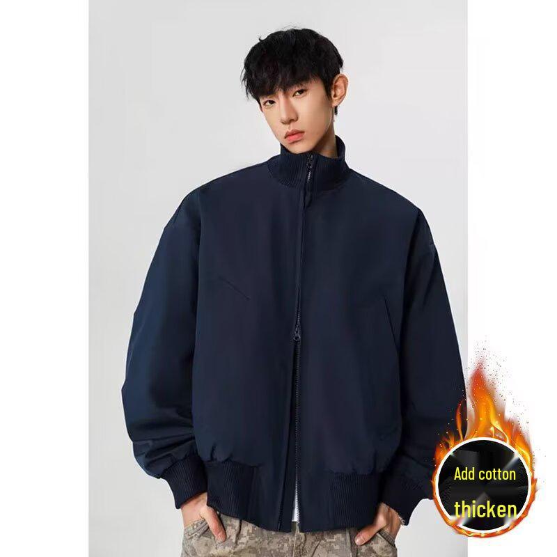 Men s American Retro Cotton Baseball Jacket - Trendy Oversized Windproof Casual Workwear 3XL