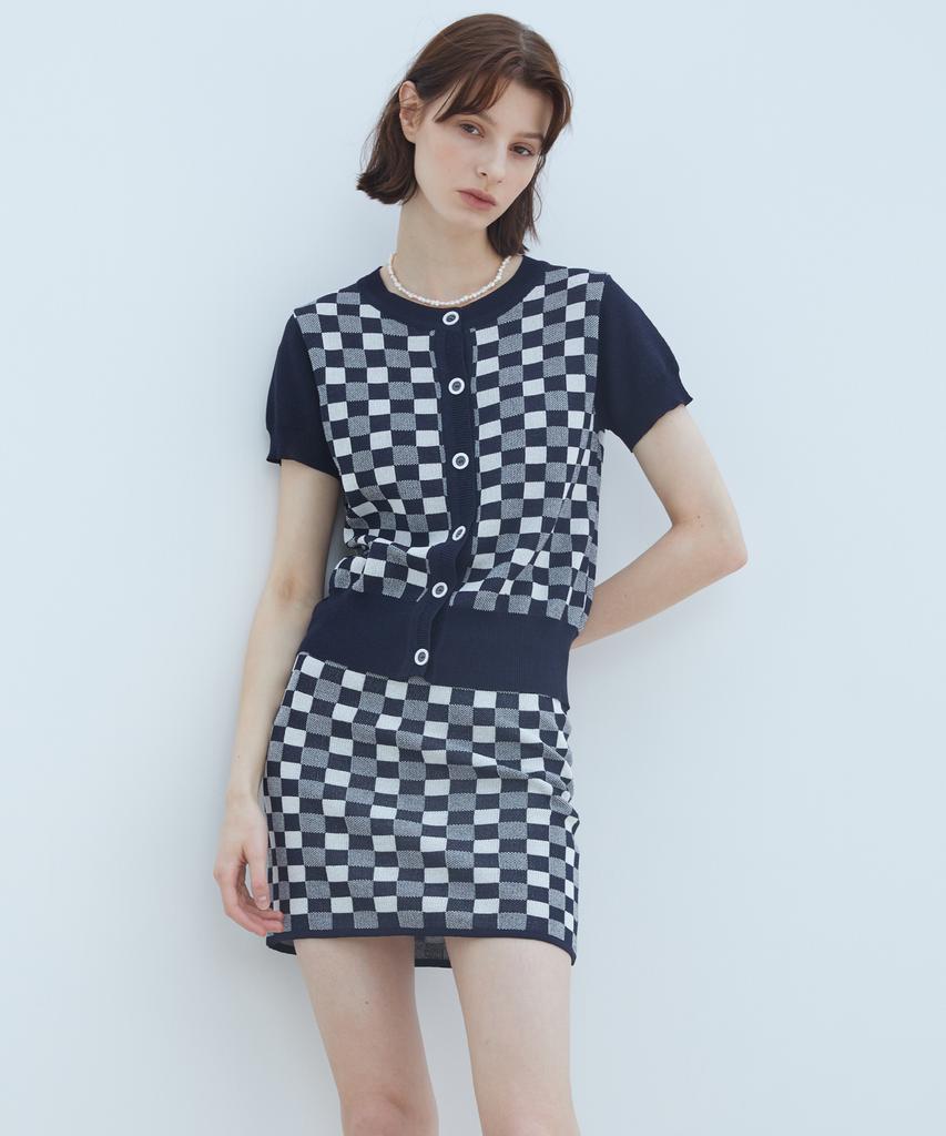 Latizen Lq Check Set Skirt(Navy)