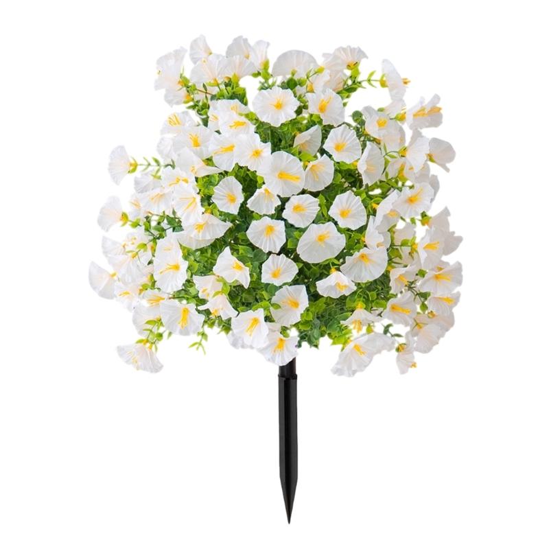 Artificial Plant Outdoor Artificial Morning Glory Flower Ground Stake Weather Resistant Plastic Flower For Garden Patio