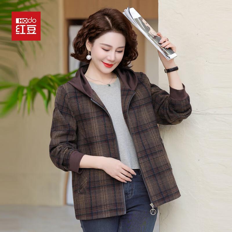 

Hodo Women s Hooded Plaid Autumn Jacket 5XL