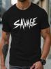 Unisexs Black White Savage Design Crew Neck Tee Regular Lightweight Fit Breathable Fabric Durable Modern Everyday Casual Streetwear Top