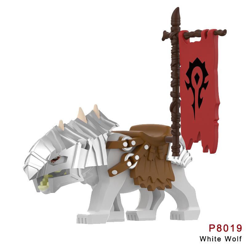 Medieval Castle Green Dragon Knight Building Blocks Figure Accessory Shield Vest Warhorse Cape Orc Flag Mount Wolf Toy Gift D123