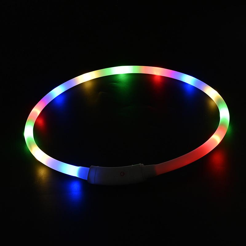 Rechargeable Waterproof LED Dog Collar: Colorful Nighttime Walking Light