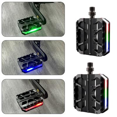 LED Light Bicycles Pedals Flat Pedals Bike Footboards Platform Nonslip Bike Pedals 9/16inch Nonslip Wide Platform Pedals