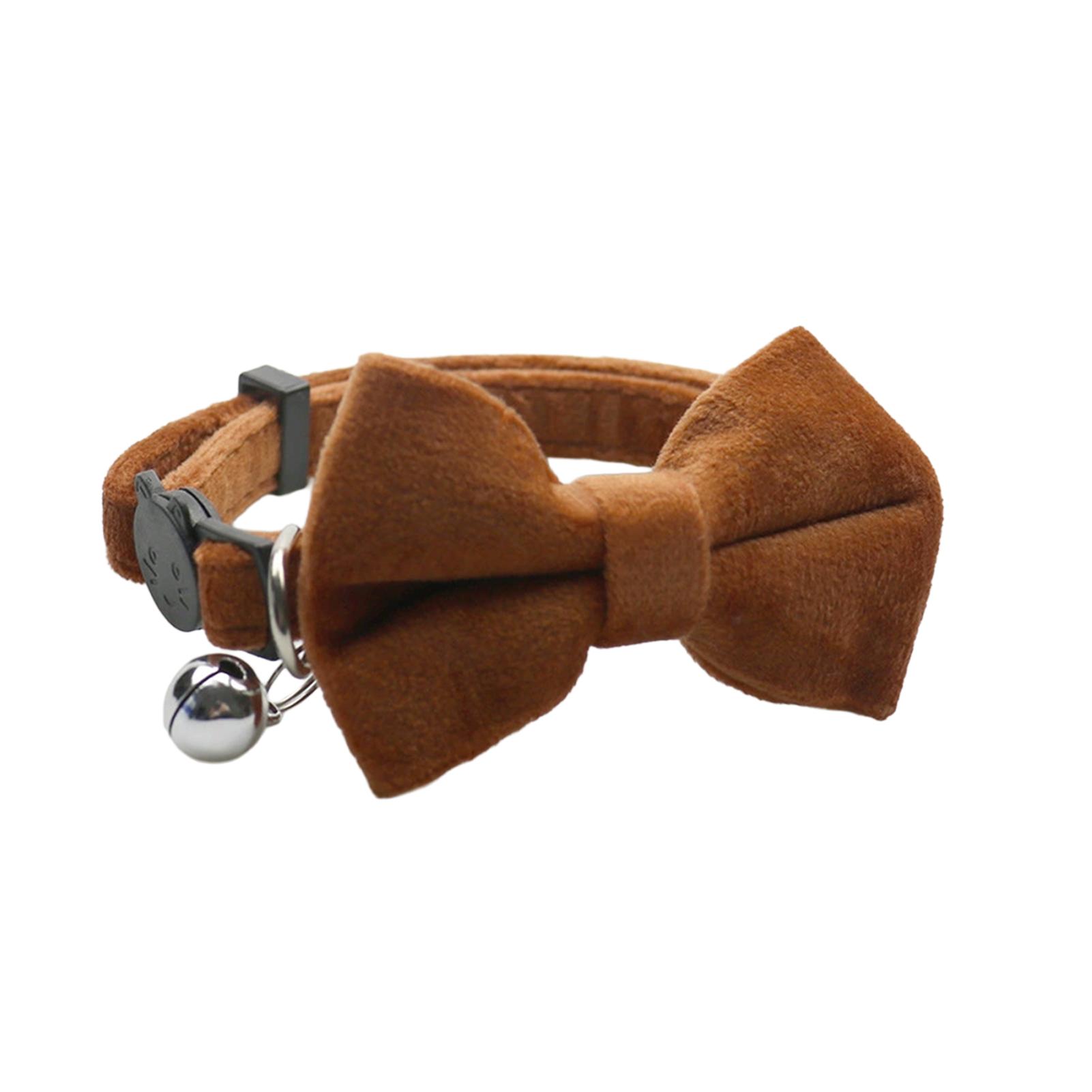 

Cat Velvet Collar Solid Color Bowknot Puppy Chihuahua Collars With Bell Adjustable Safety Buckle Cats Tie Pets Accessories