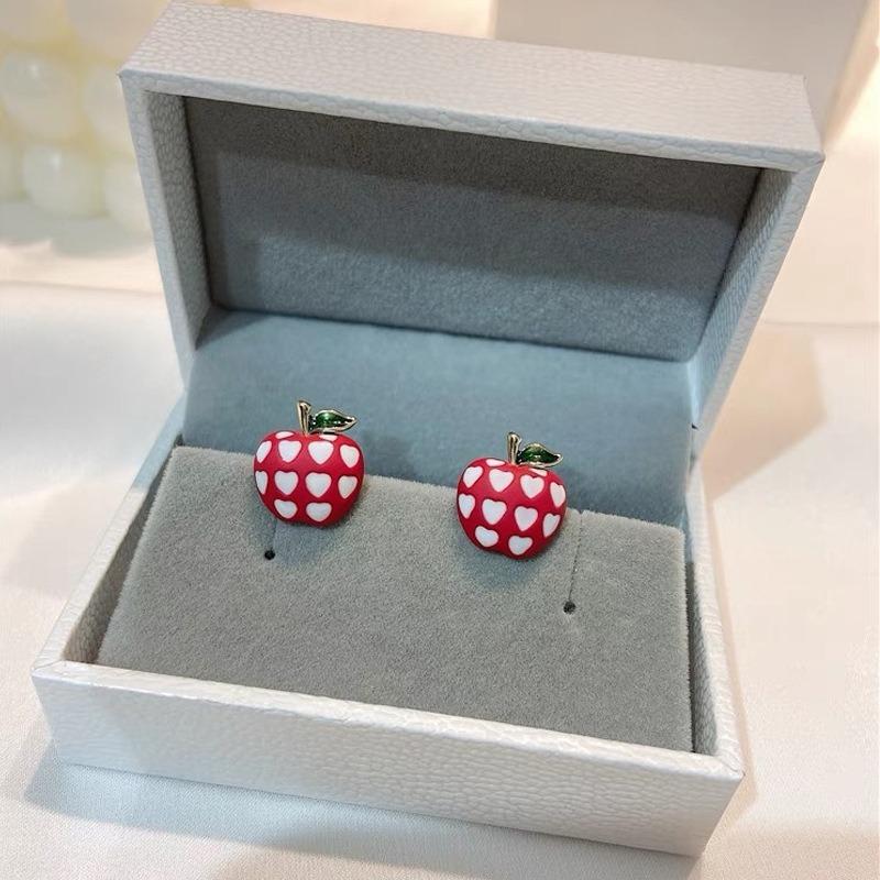 Christmas Red Apple Winter New Festive Sweet Versatile Girl New Year's Transfer Safe Meaning Earrings