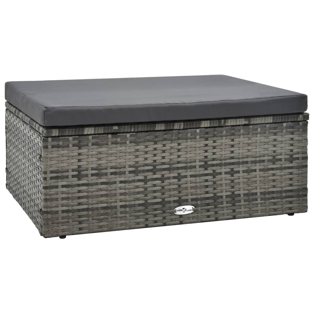5 Piece Garden Lounge Set with Cushions Poly Rattan Gray