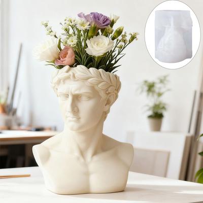Versatile Flower Pots Mould Handmade Greek Head Planter Silicone Mould Succulent Vase and Pen Holder Mold Jewelry Tool
