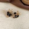 Silver Needle Autumn and Winter Retro Love Fan-shaped Leopard Print Earrings Light Luxury High-end Stud Earrings Niche Maillard Earrings