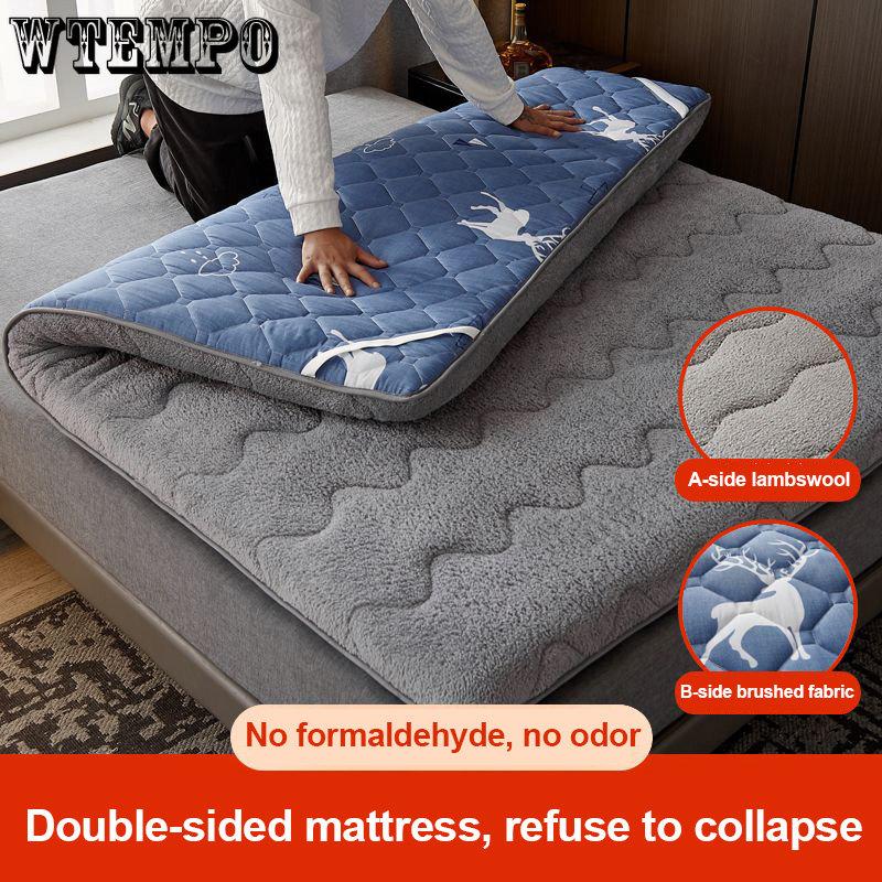 Warm Lamb Fleece Mattress Upholstered Home Bed Mattress Warm Winter Student Dormitory Single Thickened Mattress Soft Quilt Mats