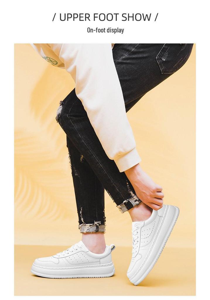 Men's Low-Top Casual Skate Shoes, Youth Korean Style, White